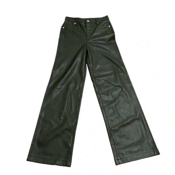 BLANKNYC Franklin High Waist Faux Leather Wide Leg Pants Sign up green. Size 31 - Picture 2 of 10